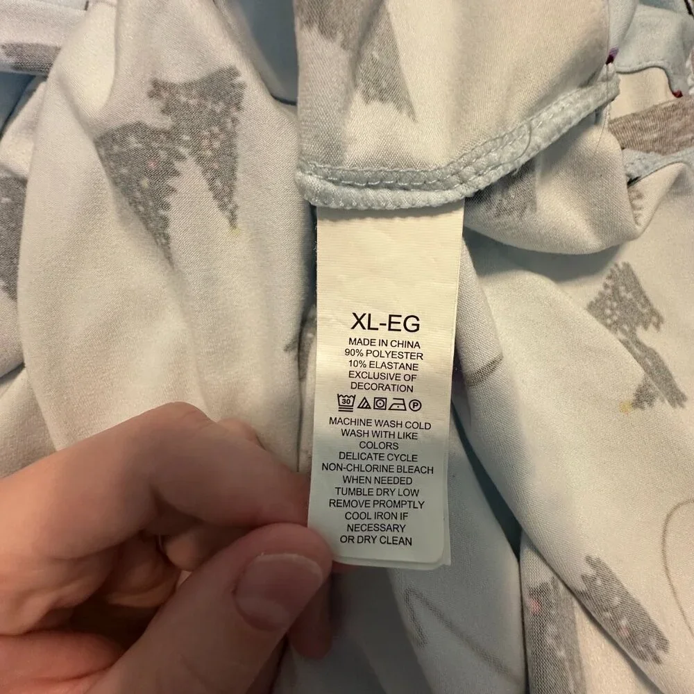 Kate Spade Holiday Christmas Skating Winter Blue Gray Jogger Pajamas Size XL - Picture 7 of 12